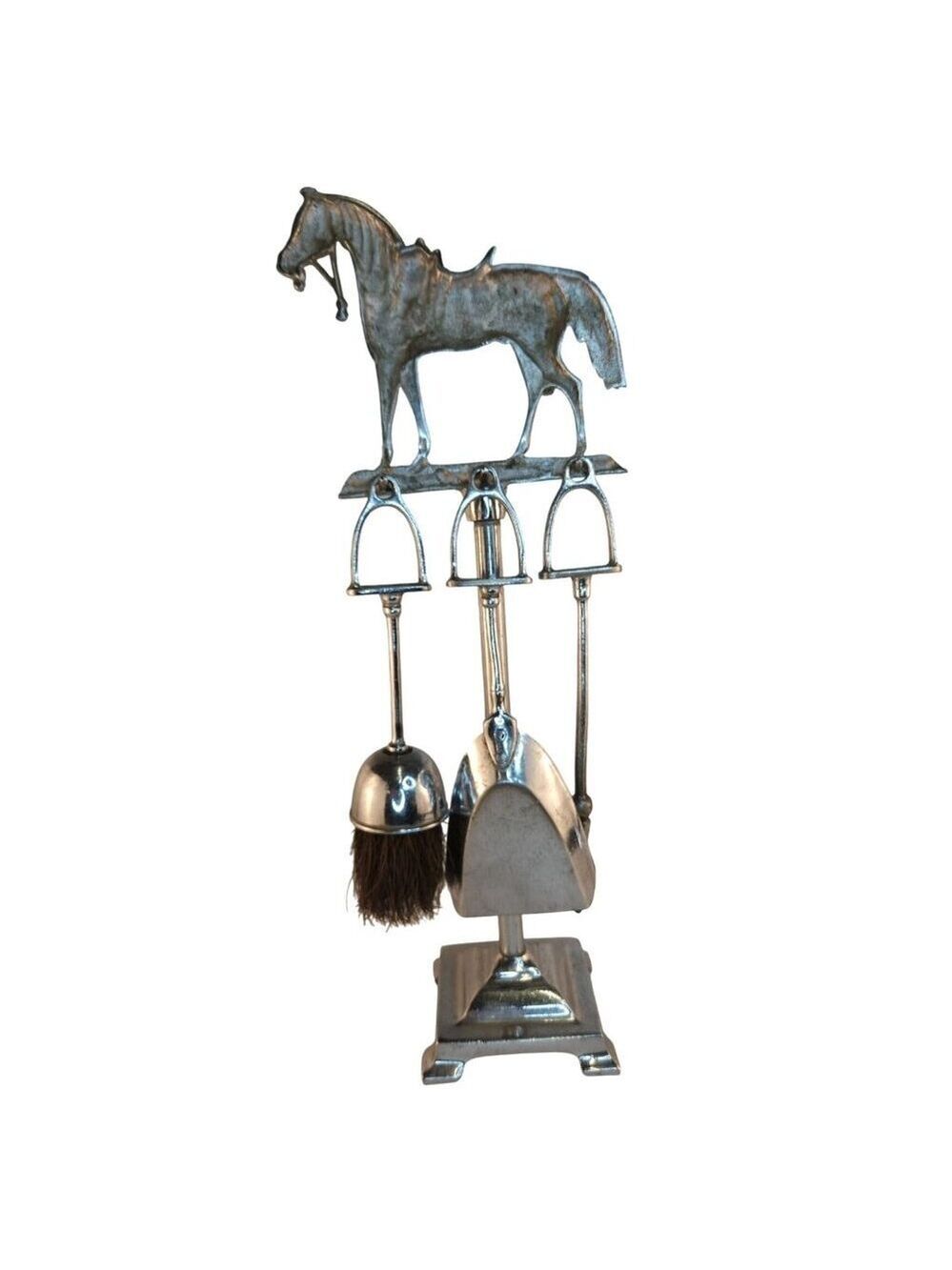Vintage Chrome Horse Fireplace Tool Set Western Equestrian Decor - Picture 10 of 16
